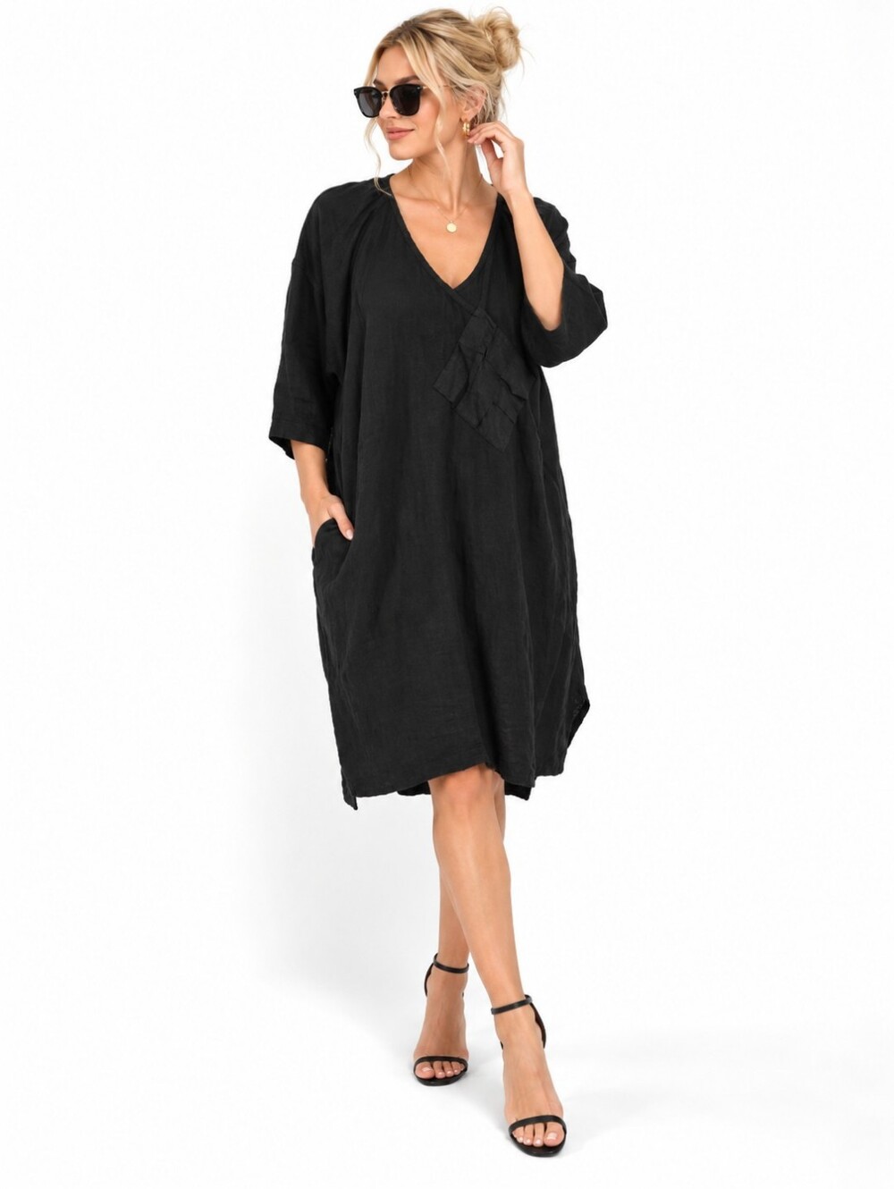 By Malene Birger Black Linen Oversized Tunic Dress XS